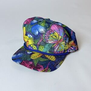 Vintage Floral All Over Print AOP San‎ Sun Rope Snapback Hat Cap Men Blue Yellow